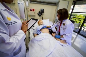 nurse educator during a lab simulation