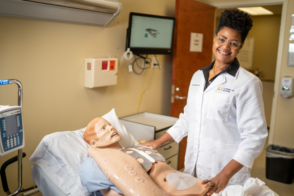 Syretta Spears in the UCF College of Nursing Simulation Suite