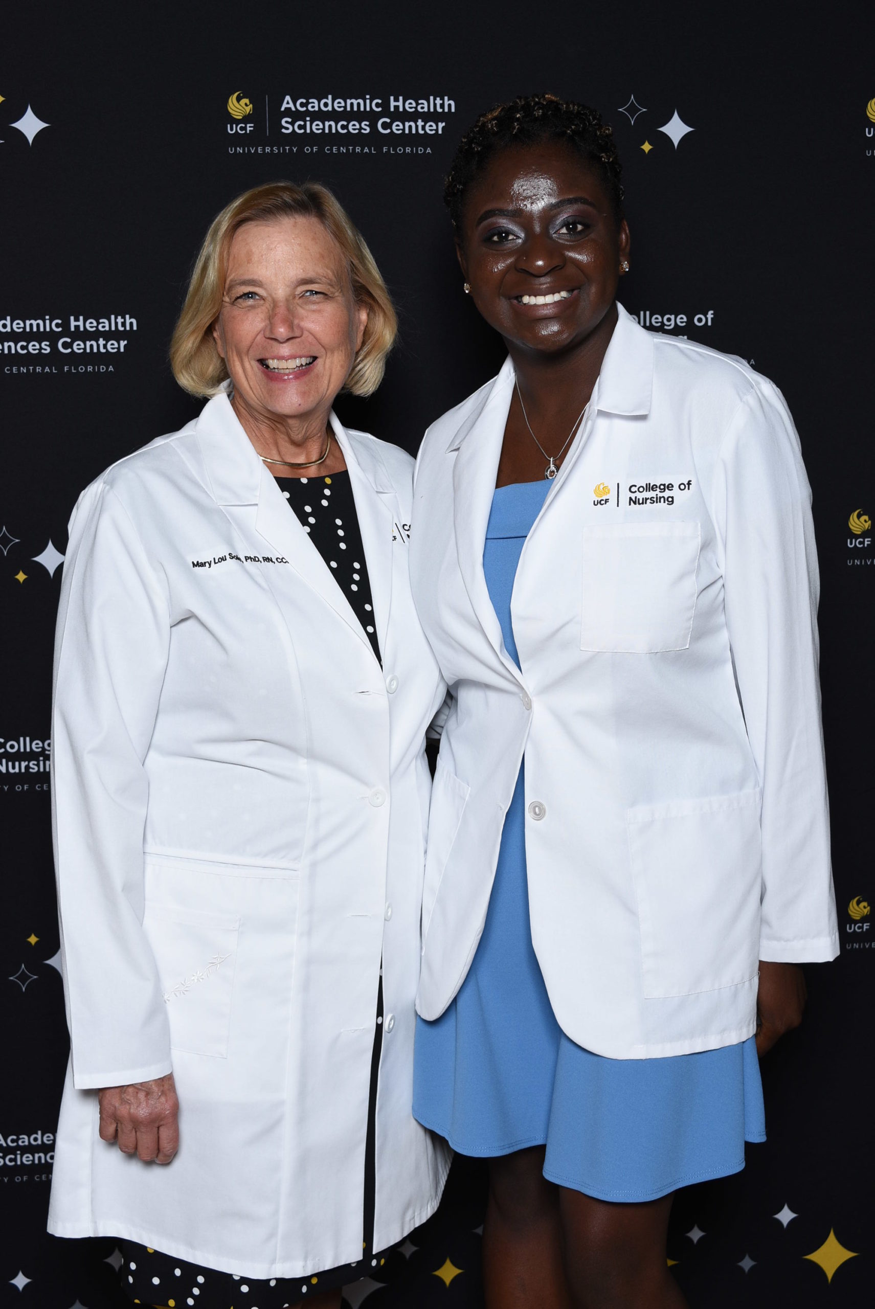 Josee Etienne, Senior BSN Student, UCF College of Nursing, with Dean Mary Lou Sole