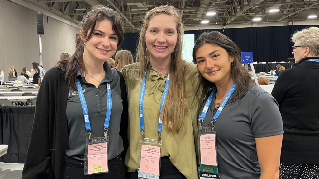 Three UCF nursing students who passed a resolution at the National Student Nurses' Association 