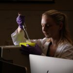 Kimberly P. Emery Rathbun '17BSN '22PhD conducting research in a lab at UCF