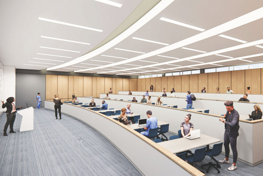 Rendering of a classroom in the new UCF College of Nursing building at Lake Nona.