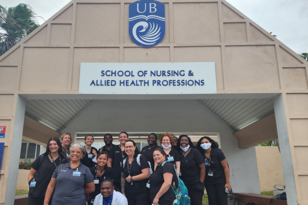 UCF College of Nursing students and faculty members at the University of The Bahamas