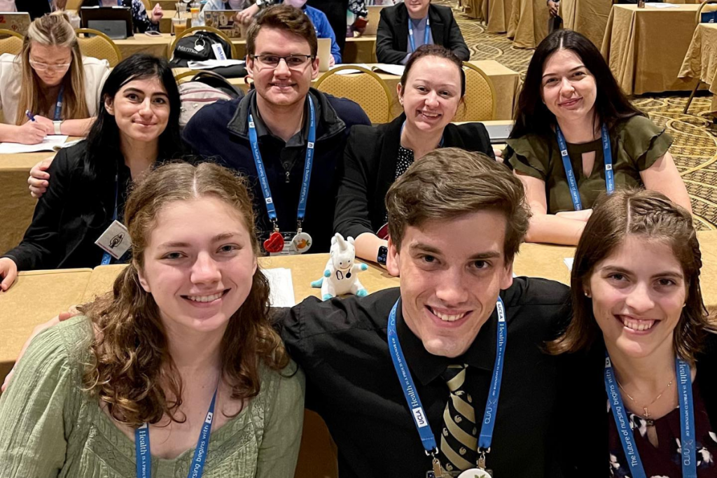 Seven of the 16 students from UCF College of Nursing's Orlando campus at the 2023 National Student Nurses' Association convention