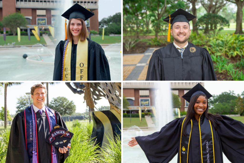 Collage of four UCF College of Nursing Spring 2023 graduates who were inspired by nurses to enter the profession