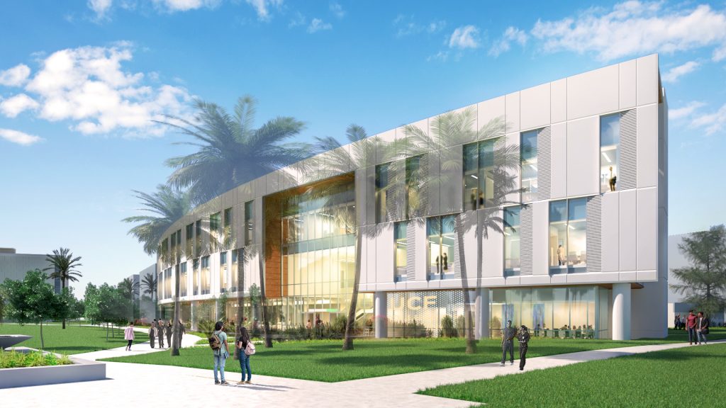 An exterior rendering of the new UCF College of Nursing building in Lake Nona.