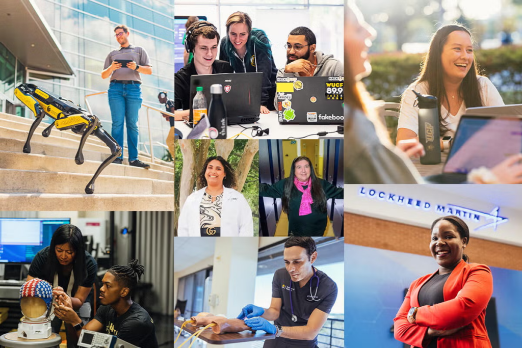 A collage of UCF students, faculty and staff.