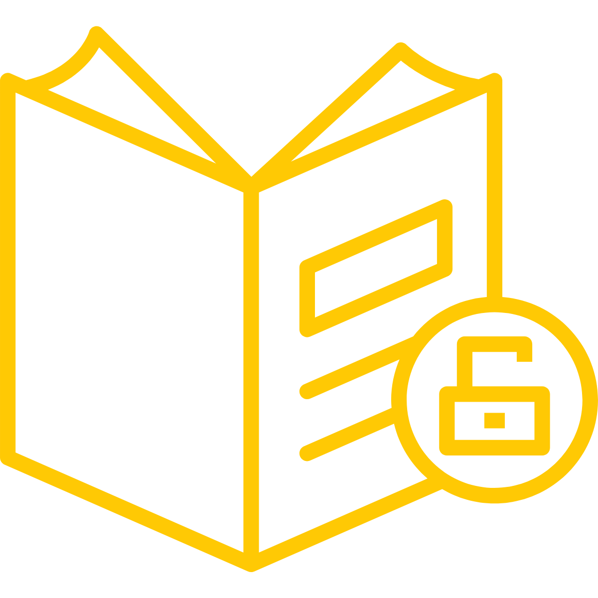 A book with a lock in the bottom right corner.