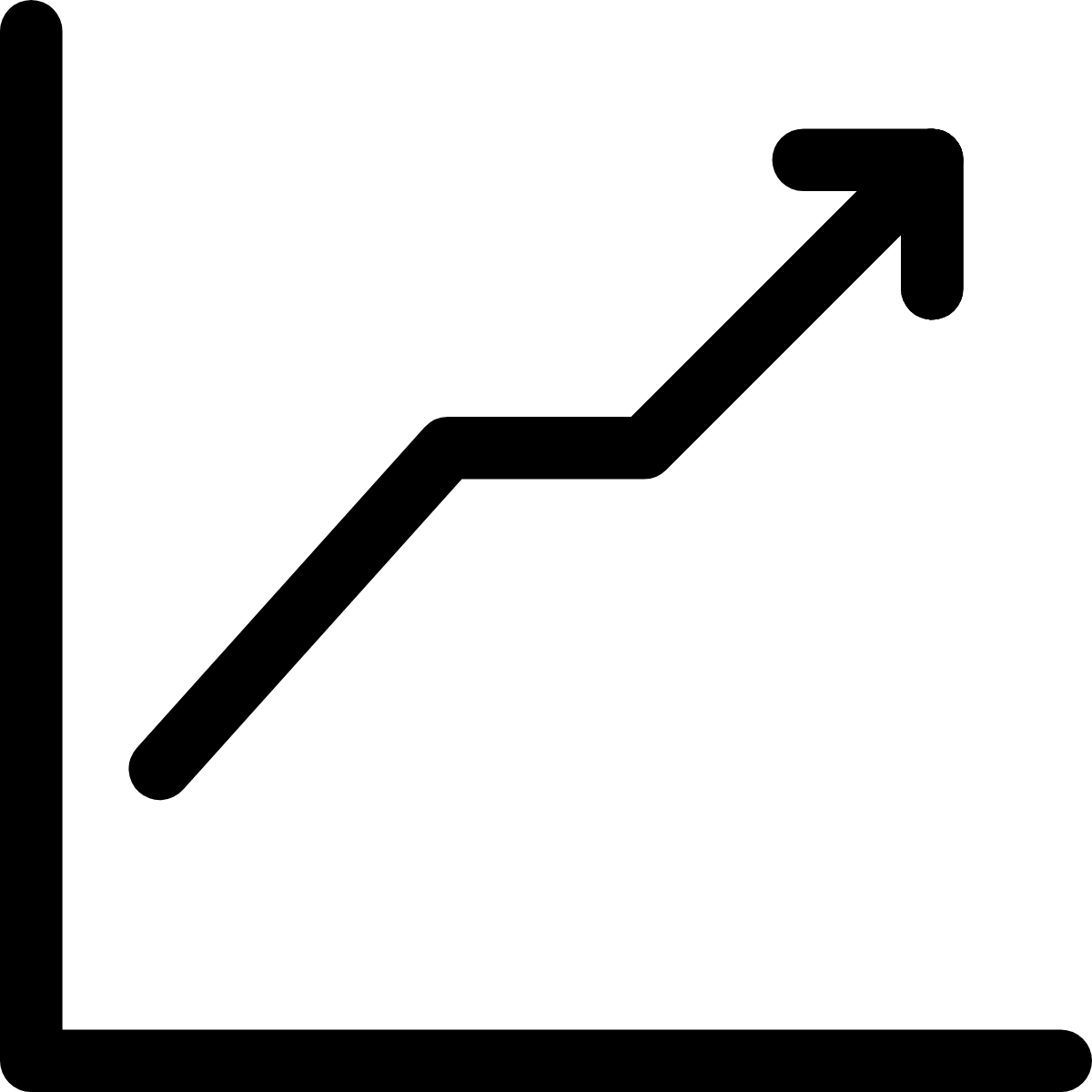 An icon of a graph with an arrow steadily going upward.