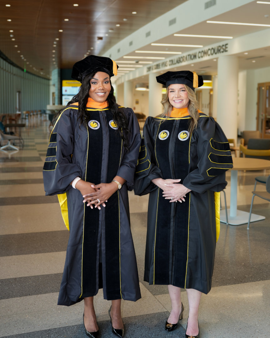 (From left to right) Mimi Alliance and Melissa Fajardo in regalia.